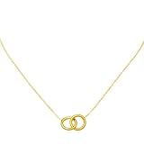 14kt Italian Yellow Gold Interlocking Circles Pendant Necklace, Adjustable 16” or 18”