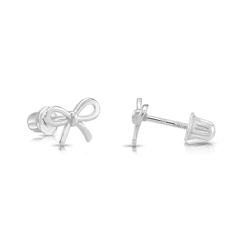 14k Solid Gold Ribbon Bow Stud Earrings with Secure Screw-backs2