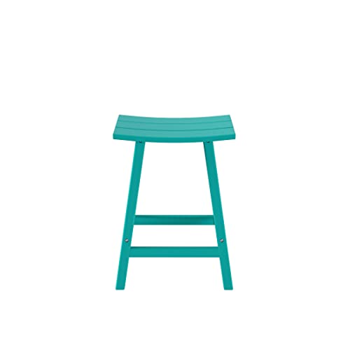 Westintrends Malibu 24 Inch Outdoor Bar Stools, All Weather Resistant Poly Lumber Adirondack Counter Height Stools, Turquoise #TOP4