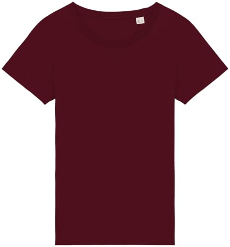Earth Wardrobe 100% Organic Cotton Women's T-Shirt – Soft Short Sleeve Crew Neck Casual Basic Tee – Sustainable Everyday Top – XS–XXL Dark Cherry