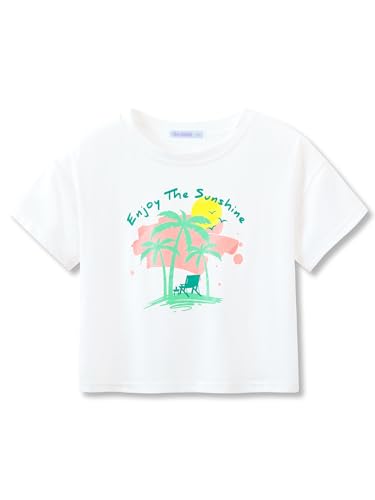 Image of Stylish Graffiti /Butterfly /Tropical Crop Top for Little & Big Girls - Cool Summer T-Shirt Clothes Size 6-18