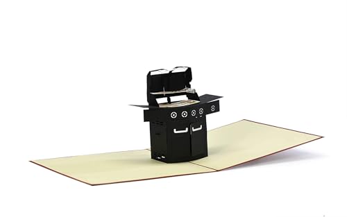 Diese-Klappkarten 3D Pop Up Geburtstagskarte - Geburtstagsgrußkarte für Frau Mann mit Umschlag - 3D PopUp Karte zum Geburtstag - Geschenkkarte mit Motiv - BBQ Grill