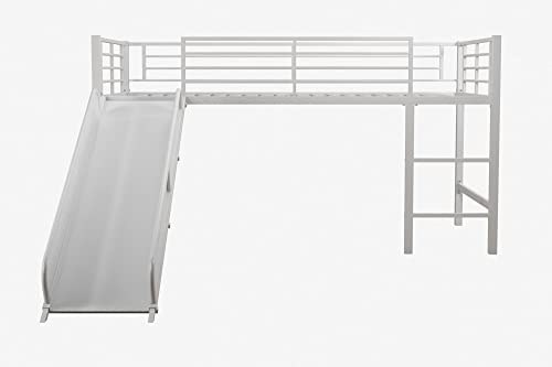 Dhp Junior Twin Metal Loft Bed With Slide, Multifunctional Design, White With White Slide #TOP3