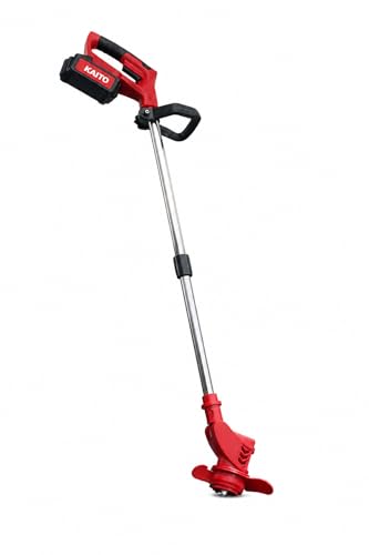 Image of KAITO 21V Cordless Electric Grass Cutter | Portable Lawn Trimmer & Weed Cutter | 25cm Cutting Width | Adjustable Height | Lightweight 1.5kg Design for Home & Yard | with Battery & Charger Orange
