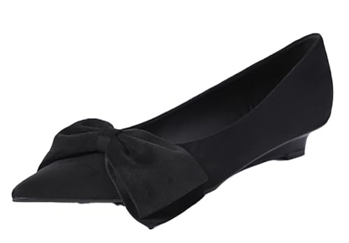 Niction Suede Bow Flats for Women Casual Pointed Toe Flat Shoes Cute Mary Jane Ballet Flats Shoes Comfortable Dressy Work Flat 2025