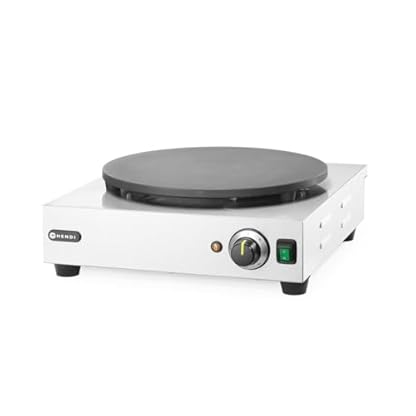 HENDI Crepesplatte, Crepes Maker, Gleichmäßige Wärmeverteilung, inkl. Crepesspachtel aus Holz, Temperatur stufenlos regelbar von 50°-250°C, 230V, 3000W, 470x509x(H)161mm, Edelstahl – Bild 3