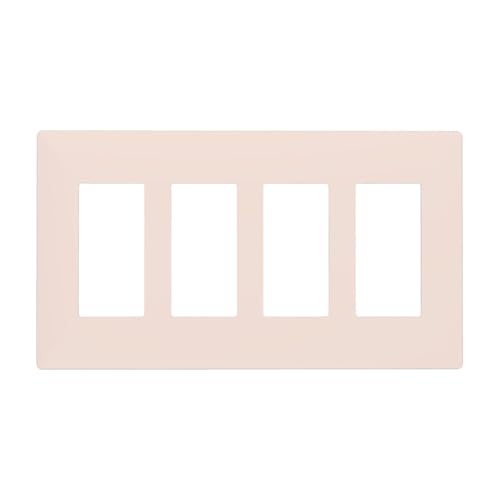Beige 4 Gang Quad Rocker/GFCI/Decorator Light Switch Cover Plate Decorative Electric Faceplate Decorative Switchplate Screwless