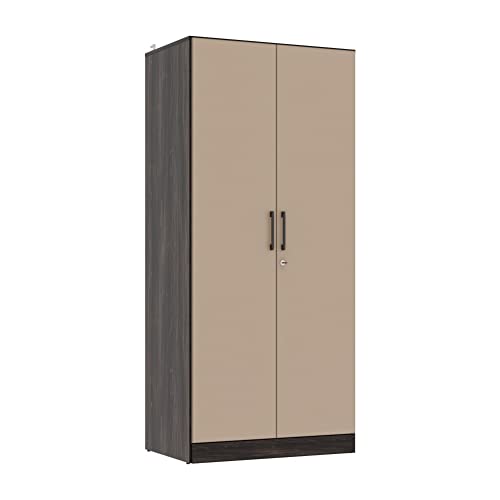 Image of Wakefit Wardrobe | 1 Year Warranty | Engineered Wood Almirah, Cupboard for Clothes Storage | 2 Door, 1 Shelf, 2 Drawers, 1 Hanging Space | Cashmere Plus - Wyoming Maple-Frappe
