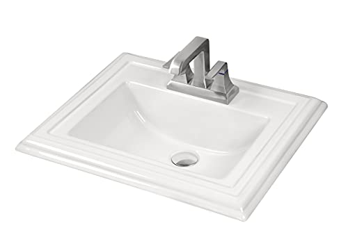 6594-43 Rectangular Drop In Bathroom Sink With Overflow, 4 Inches Center 3 Faucet Holes, Glazed Vitreous China Lavatory Sink, Cupc Certified Vanity Sink Tops In Stately Design #TOP2