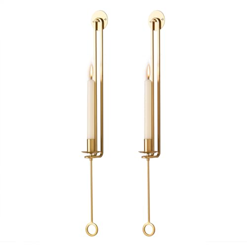 Ainmto 2 Stück Wandhalter für Kerzen,Wandkerzenhalter,Kerzenständer für Wandmontage,Wand Kerzenhalter für Deko (Gold)