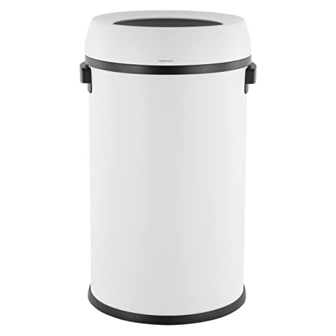 happimess HPM1015B 17.2-Gallon White Open-Top Trash Can with Soft-Close Lid, Modern, Minimalistic, Fingerprint Proof for Home, Kitchen, Laundry Room, Office, Bedroom, Bathroom Cover