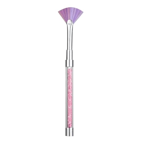 Generic Brosse à ongles en forme d'éventail, rose, tête en nylon, manche en métal acrylique, 14,7 x 3,2 cm, 1 pièce