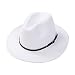 DexQur Chapeau fedora classique pour homme et femme à large bord - Chapeau Panama vintage en feutre - Chapeau fedora jazz avec boucle, d-blanc, taille unique