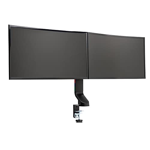 Image of Kensington Dual Monitor Mount for Desk, C-clamp Vesa Monitor Stand Fits 2 Ultrawide Monitors Up to 27 Inches, Low Profile Stand, Height Adjustable Rotating Free Standing Arm, Black