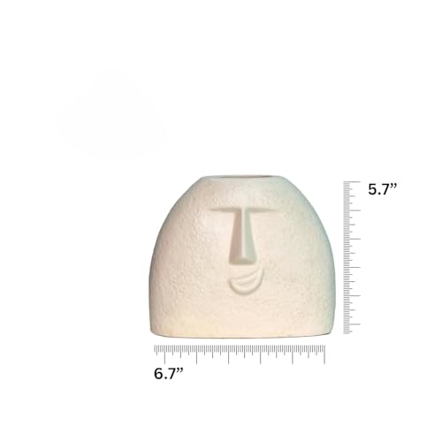 Image of Clay Soul Ceramic Face Vase - Off White Smile Design | Handcrafted Matte Finish | Decorative Flower Vase for Living Room, Table Centerpiece, Pampas Grass | Home & Office Decor