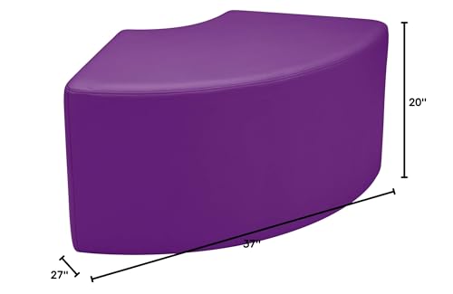 Image of Sprogs 18 inch H Structured Quarter Round Stool -Flexible Modular Collaborative Soft Seating for Office, Home, Lounge and School Classrooms with Durable Frame & Set of 2 inch Casters Add-on -Purple