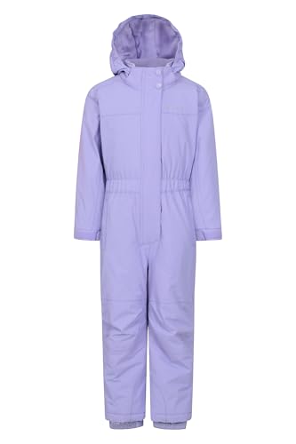 Mountain Warehouse Cloud Kids Snowsuit - Waterproof, Adjustable, One Piece Jumpsuit, Fleece Lining, Girls & Boys - Ski, Winter Light Purple Kids Size 7-8 Years
