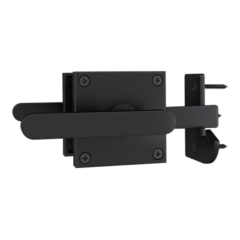 JUGREAT Double Side Gate Latch, Heavy Duty Aluminum Swinging Door Latch Gate Hardware,Gate Latch for Outdoor Fence, Wooden Gates, Pool Gate(Black) Cover