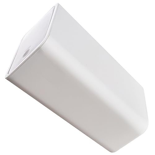 Caneca de basura pequeña rectangular con tapa blanca miniatura 1