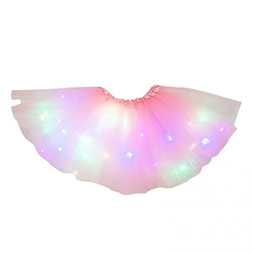 CHAOEN Jupes tutu pour femme avec éclairage LED coloré pour scène de fête, de danse, de princesse, de ballet pour filles, rose, taille unique Cover