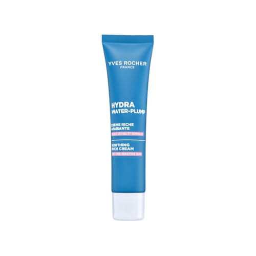 Yves Rocher Hydra Water Plump Crema Facial Rica Piel Seca y Sensible 40 ml – Soothing Rich Cream – Nutre y Calma – Edulis y Bisabolol