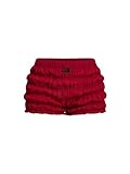 SOLY HUX Women's Ruched Mini Shorts Elastic Waist Casual Summer Shorts Plain Red Medium