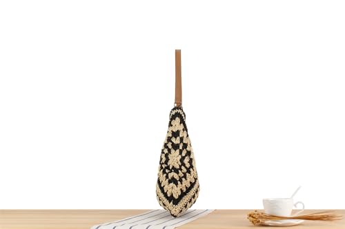 Image of Teeya Straw Crossbody Bag Women Weave Shoulder Bag Round Summer Beach Purse and Handbags