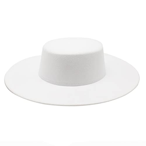 Felt Fedora Hat Women Men Fedoras Female Male Big Large Wide Brim Cap Ladies Flat Top Hats Woman Man Formal Caps White #TOP14