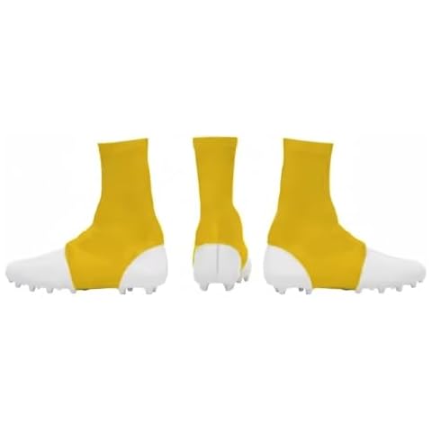 Senvitate Cleat Covers, Spats Football Cleat Covers, Football Cleat Spats, Cleat Sleeves for Soccer, Lacrosse, Baseball & Softball Youth Adults, Keeps Cleats Tied Turf Pellets Out (Yellow, Small) Cover