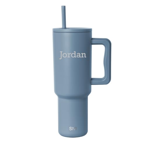 Image of Simple Modern Personalized Tumbler with Handle and Straw | 40oz | Blue