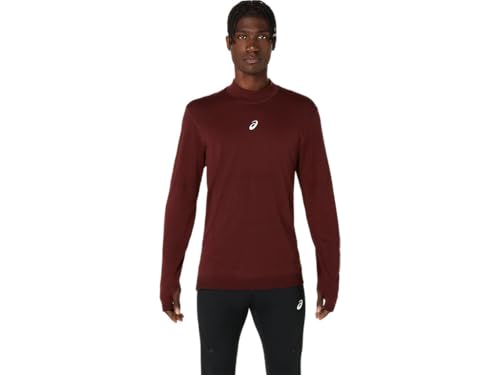 ASICS Men's Road Winter Seamless Long Sleeve TOP Running Apparel, XL, Dark RED Planet