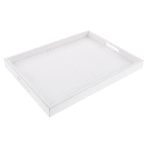 IFANLANDOR Wood Serving Tray with Handles European Style Solid Wood Tray for Tea Appetizers Breakfast And Vanity Organization