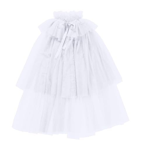 CAMDOM Victorian Tulle Ruffle Collar Renaissance Elizabethan Cloak for Adult Women's Cosplay Party, Wedding & Anniversary - Image 2