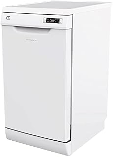 Statesman FD10PWE Freestanding Slimline 10 Place Full Size Dishwasher, 6 Wash Programms, Half Load Wash Function, 45cm Wide, White