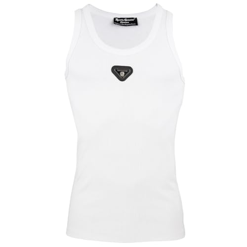 Roberto Geissini Basic Tank Top Rundhals Ärmellos Schwarz Weiß Herren Muscle Shirt Casual