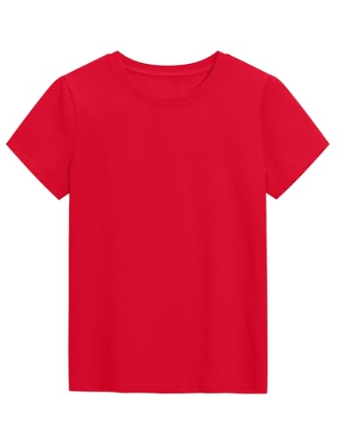 Image of KEREDA Girls Shirts Short Sleeve Soft Cotton T-Shirts Plain Tees Tops Clothes for Kids