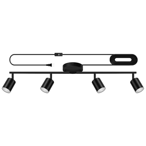 Plug in Track Lighting, LED Track Lighting Fixtures Ceiling, Black