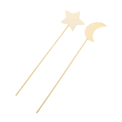 BCOATH 12 Stück Teiliges Holz zauberstab Selbstgestalten für DIY Fee Sticks mit Stern Mondsymbol Langlebiges Holzspielzeug für Kreative Bastelaktivitäten und Fantasievolle Rollenspiele