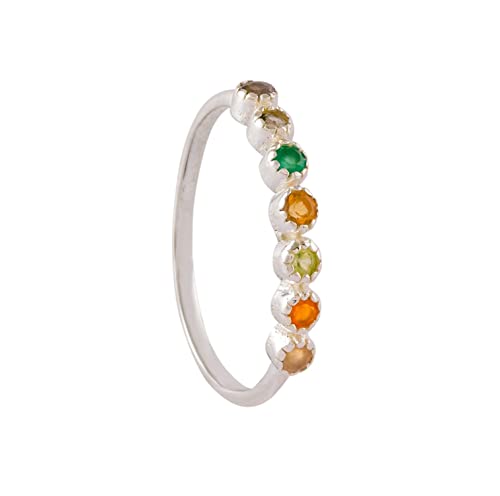 Chakra Ring for Women 925 Sterling Silver Natural Healing Chakra Jewelry Dainty Stacking Ring for Gift