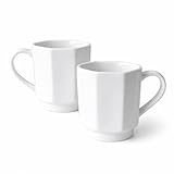 Aquinos Fish Kingdom Minimalist White Ceramic Coffee Mug Set of 2 – 12 oz Modern Style Cups – Matte Finish – Elegant Kitchen & Café Aesthetic – Dishwasher Safe - inspired by Italian coffee design