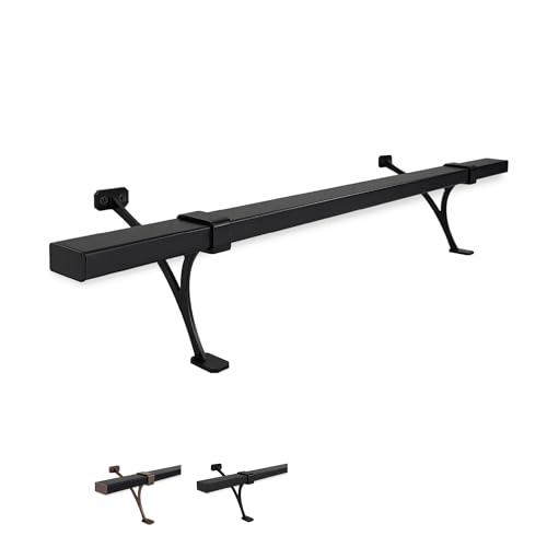 Heavy Duty Aluminum Foot Rail Kit - Complete Floor Mount Bar for Kitchen Restaurant and Office - High Strength Brackets for Rectangular Tube Railing (Satin Black 3 Foot Rail)