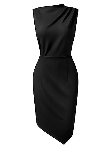 AISIZE Women's Retro Sleeveless High Neck Business Bodycon Pencil Dress3