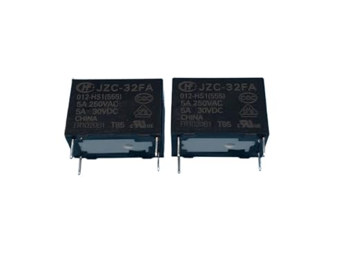 Relé JZC-32FA-012-HS1 de 12V CC con 4 pines y capacidad de 5A para circuitos impresos pack de 2