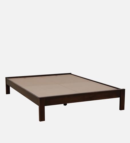 Image of Wood King Size Bed Without Storage for Bedroom Home Solid Wood Without Storage King Palang Cot for Hotels (King Size, Walnut Finish, 1 Piece)