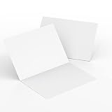 Reskid 100-Pack Heavyweight White Blank Cards - 7x10 Scored To 5x7 - 110lb Printable Note Cards (5x7 Inches)