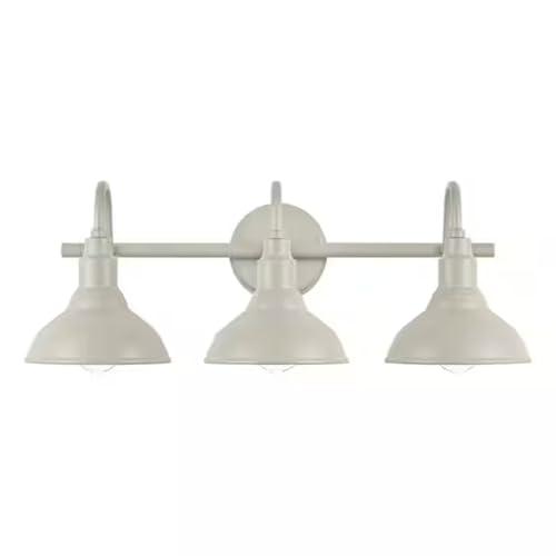 Image of Gray 3 Light Bathroom Vanity Light Wall Fixture with Farmhouse Metal Shades, Dimmable Modern Country Home Lighting, SHIL000376