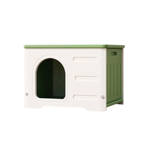 Vexnar 外猫ハウス 屋外用 防水・環境に優しい 猫小屋 無毒無臭素材 使用 取り外し可能デザイン 日差し・雨防ぐ ハウス + ぬいぐるみマット ピンク (ハウス,みどりいろ)