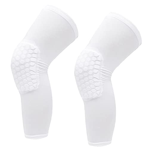 XIASABA 2 Piezas Rodillera Unisex Alargada Anticolisión Compresión Rodillera para Baloncesto Blanco para 160 175 Cm De Altura (L para 175‑185 cm de altura)