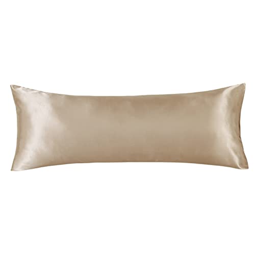 LCBD Satin Body Pillow Cover, 20x54 Inches Pillow Case Set of 1, Taupe