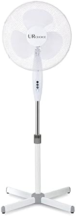 UR CHOICE 16 Inch Pedestal Fan - Electrical Cooling Fan - 140cm, 3 Speed Options - Adjustable Height, Up Down Tilt, Oscillating & Manual Head Pivot - Standing Fan - Silent Operation (White)